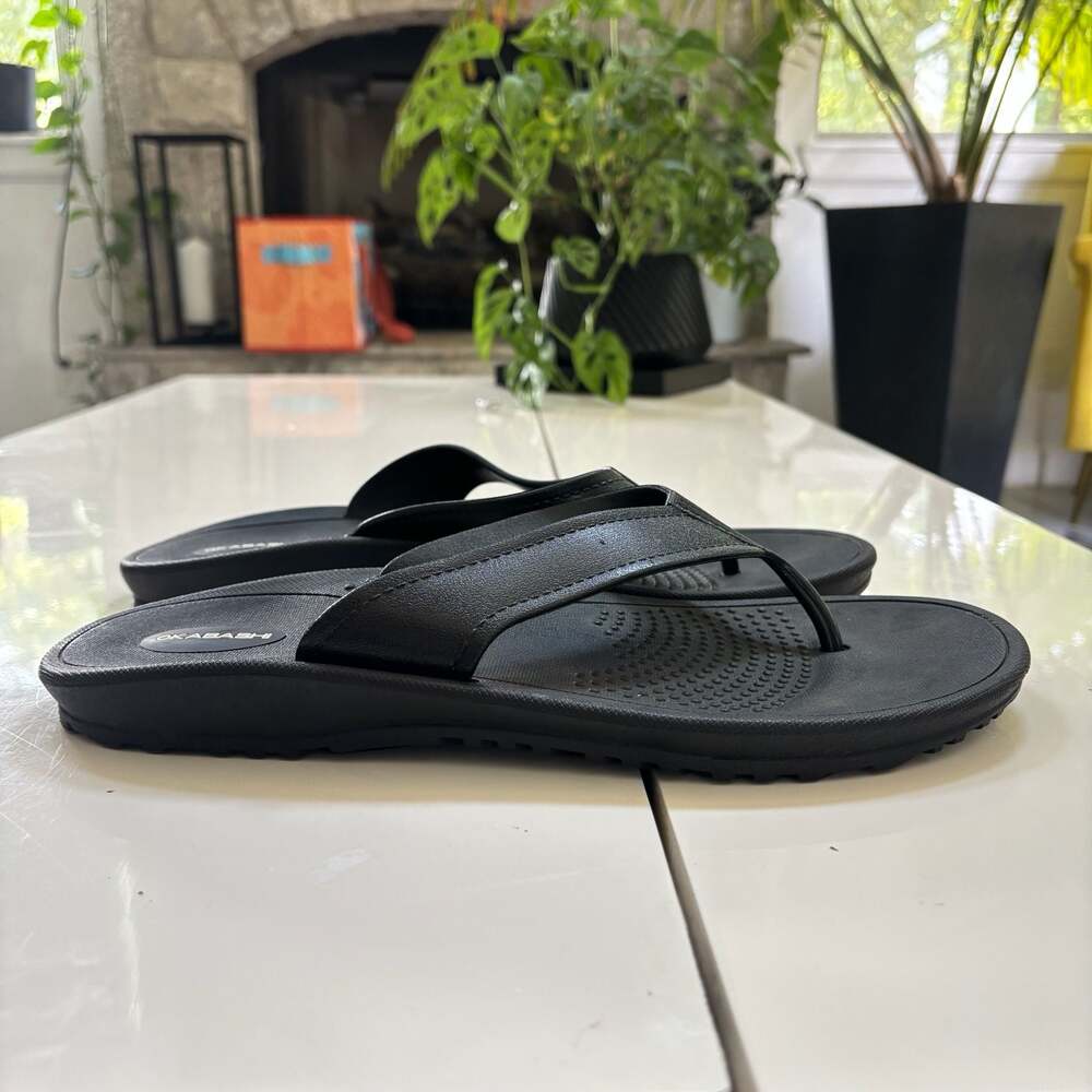 Okabashi Mariner Men's Flip Flop Sandals, Black, XL
